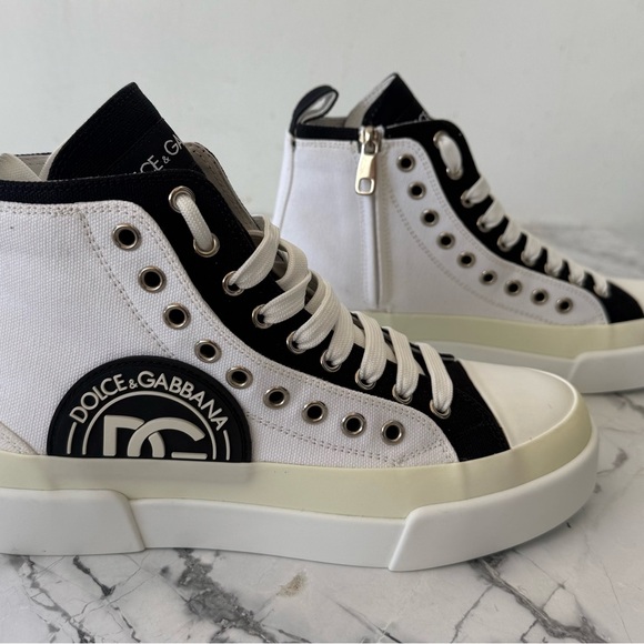 Dolce & Gabbana Shoes - Dolce & Gabbana White and Black PORTOFINO High Top Sneakers NEW!!!
